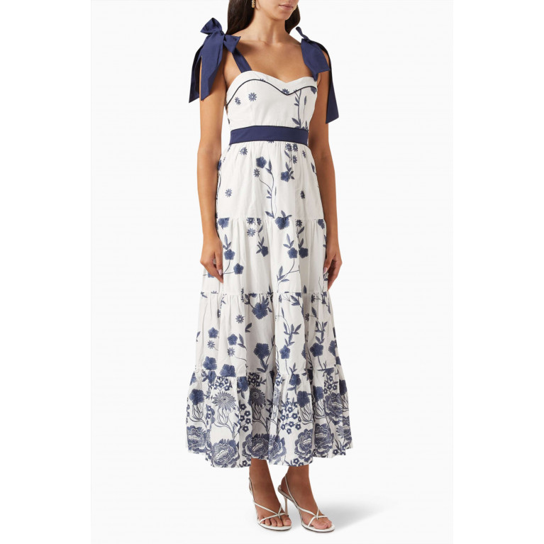 Especia - Tudor Embroidered Maxi Dress in Cotton