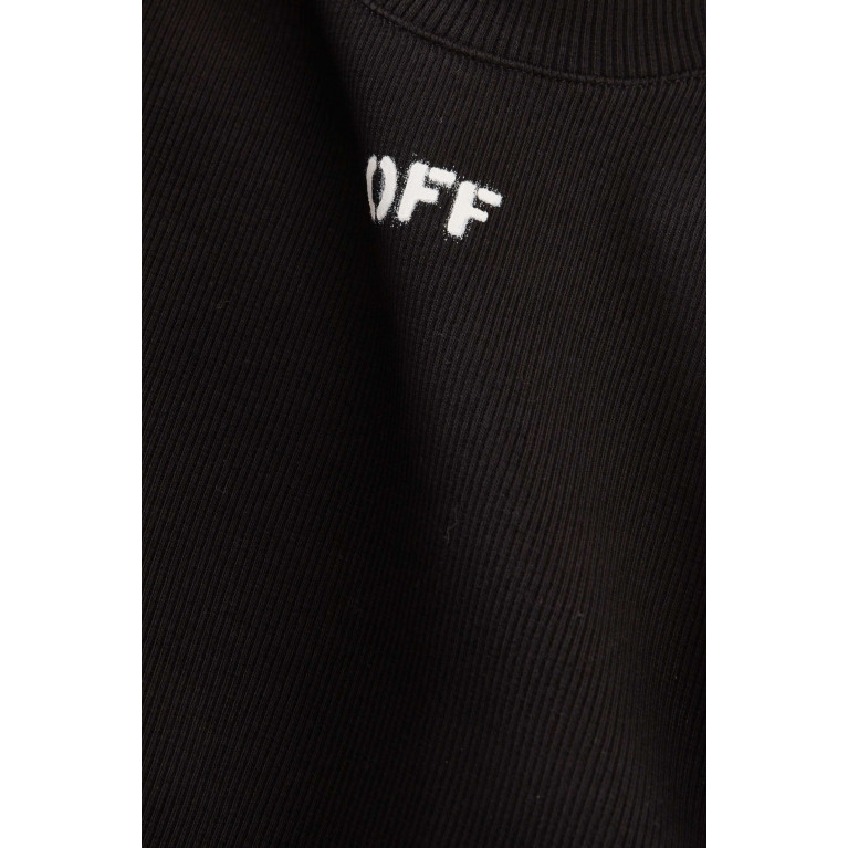 Off-White - Logo-print Ribbed Crop T-shirt in Stretch-cotton