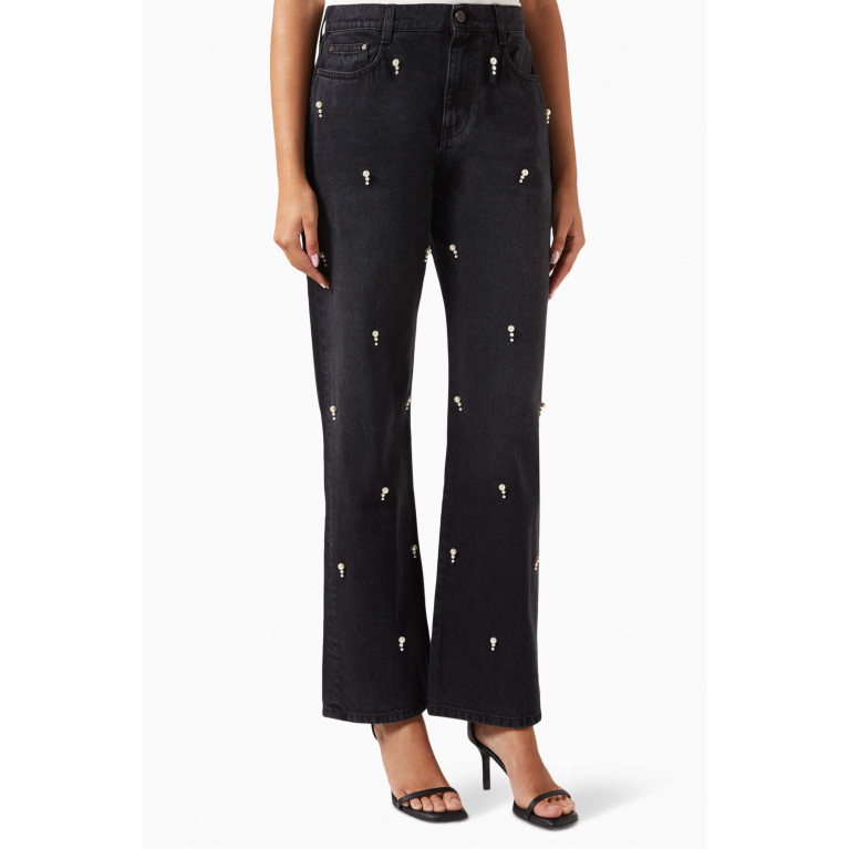 Stella McCartney - Pearl-embroidered Straight-leg Jeans
