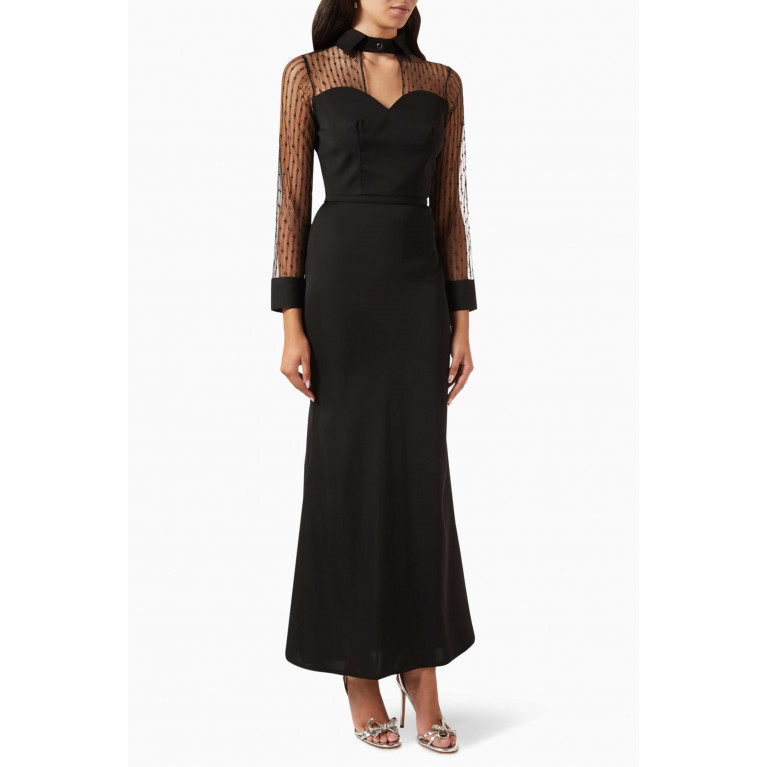 NASS - Embellished Dress in Crepe Black
