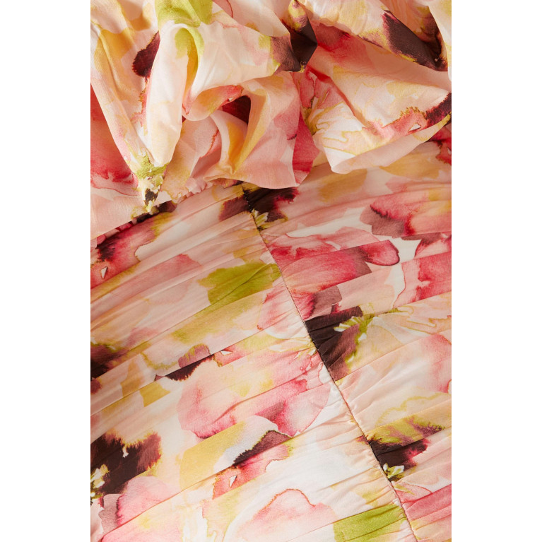 Acler - Arahura Floral Printed Midi Dress in Satin