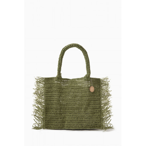 Cooperative Studio - Large Sand Tote Bag in Cotton Crochet Green