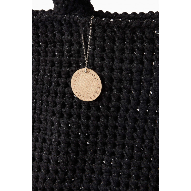 Cooperative Studio - Large Shiny Tote in Glitter Crochet Black