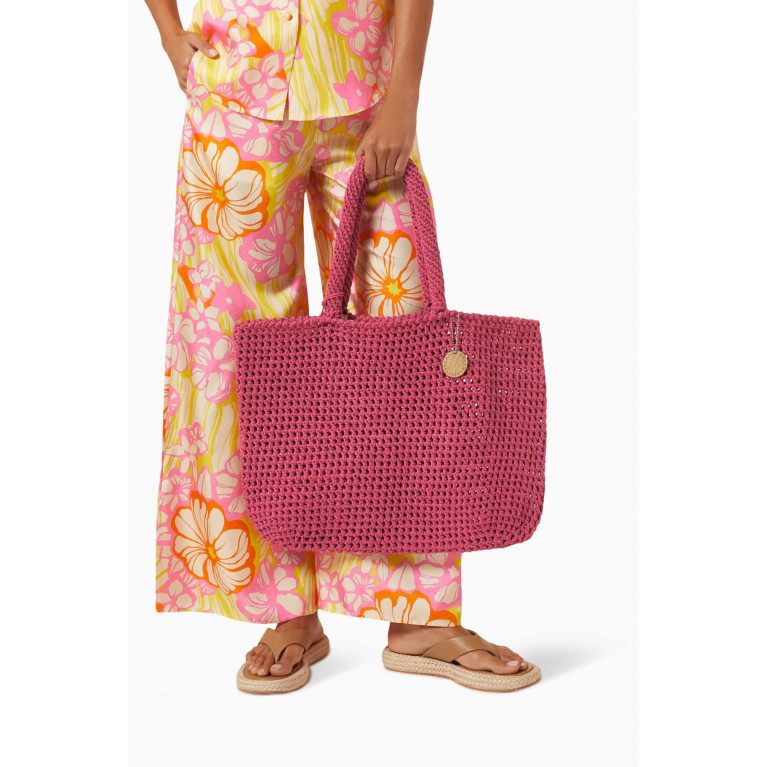 Cooperative Studio - Large Shiny Tote in Glitter Crochet Pink