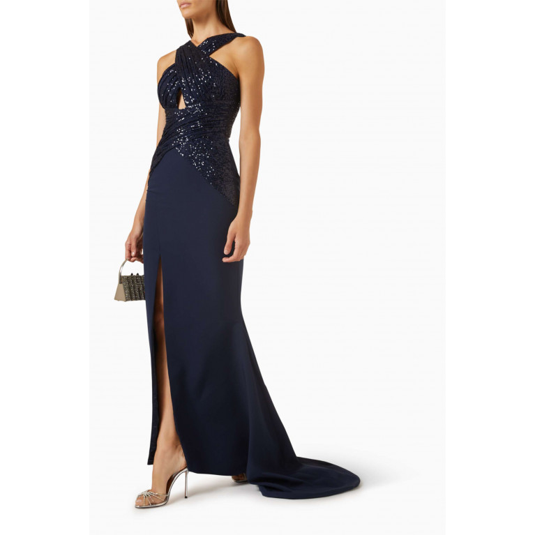 Avaro Figlio - Sequin-embellished Cut-out Gown in Cady