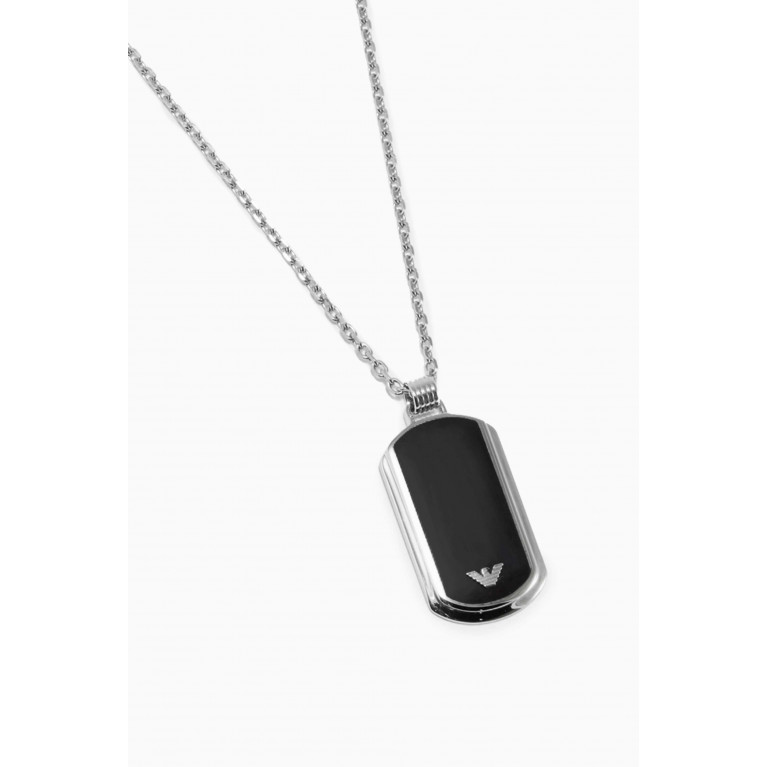 Emporio Armani - EA Eagle Logo Tag Necklace in Stainless Steel