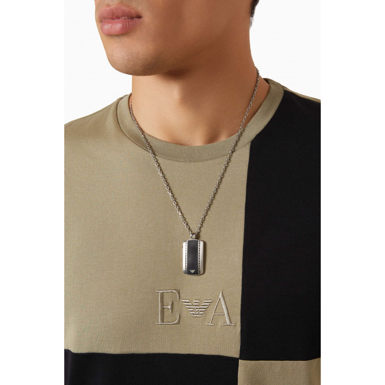 Emporio Armani - EA Eagle Logo Tag Necklace in Stainless Steel