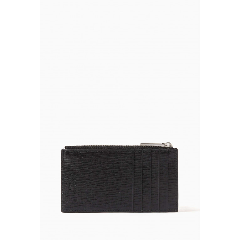 Ferragamo - Logo Plaque Zippered Card Case in Leather