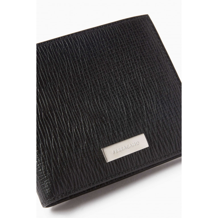 Ferragamo - Logo Plaque Bi-fold Wallet in Textured Leather