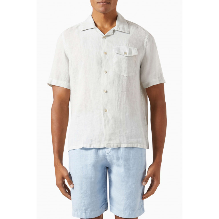 Eleventy - Short-sleeved Shirt in Linen Blue
