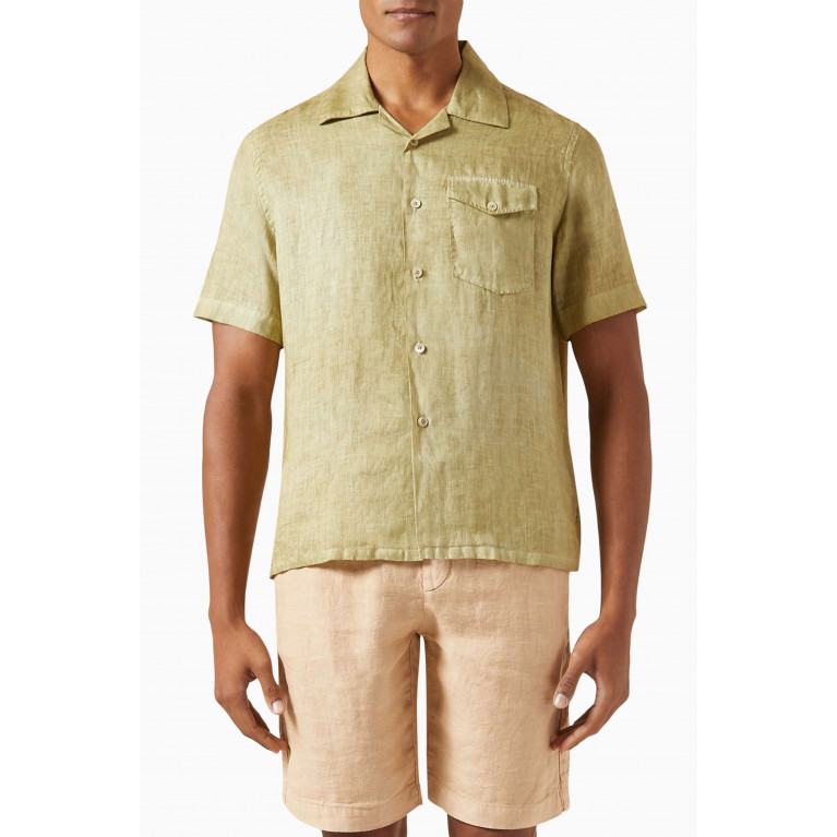 Eleventy - Short-sleeved Shirt in Linen Green