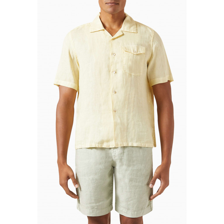 Eleventy - Short-sleeved Shirt in Linen Neutral