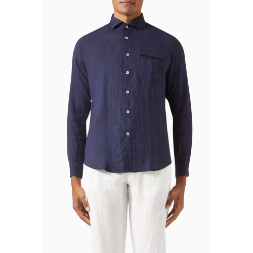 Eleventy - Long-sleeved Shirt in Linen Blue