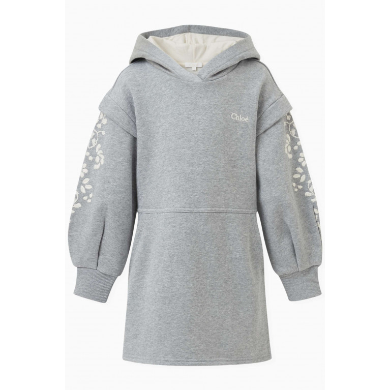 Chloé - Floral-embroidered Sweatshirt Dress in Cotton