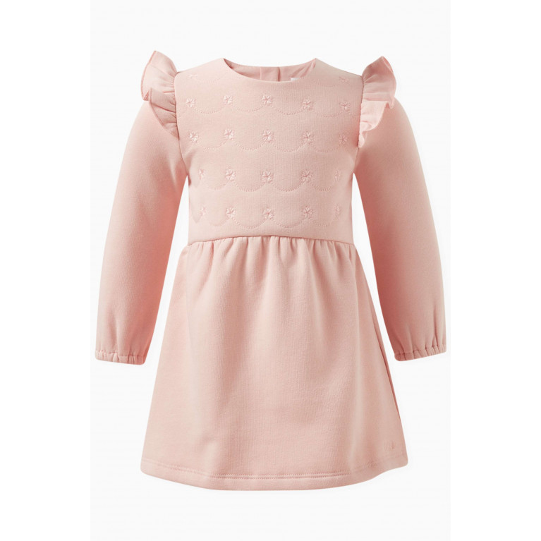 Chloé - Embroidered Frill Dress in Cotton