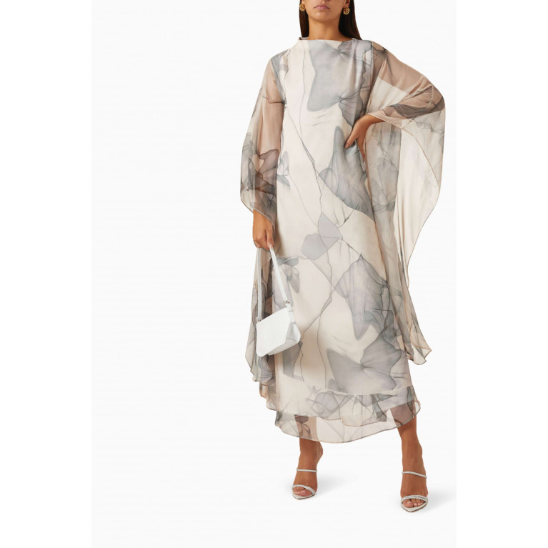 Tha Seen - Marble-print Maxi Dress in Chiffon