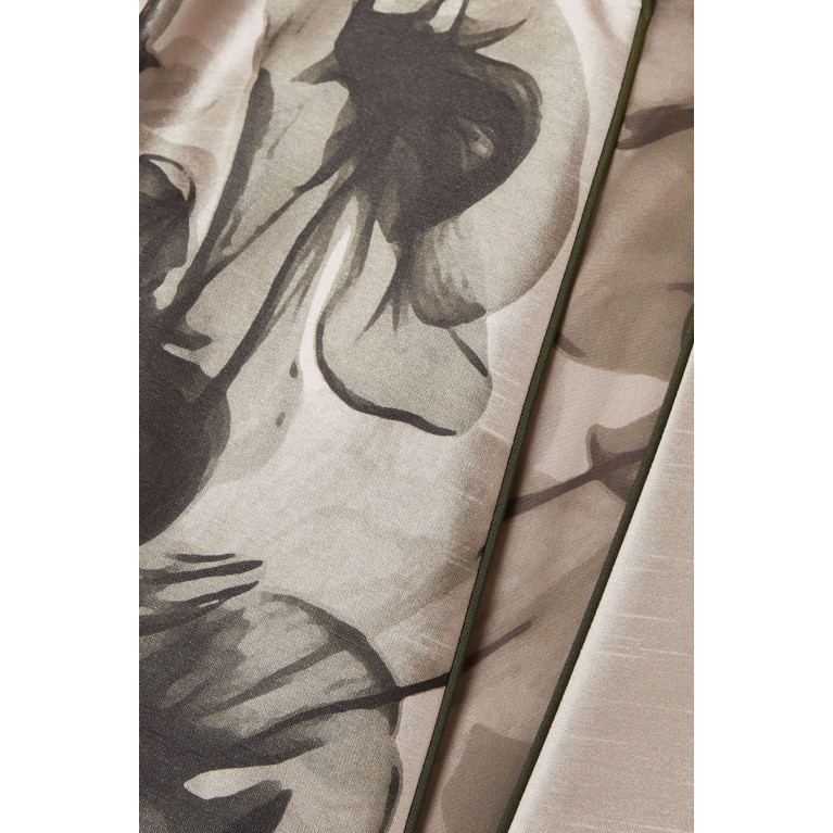 Tha Seen - Floral-print Abaya Set in Raw Silk & Chiffon