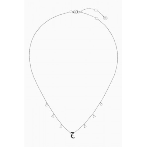 HIBA JABER - Diamond Droplets Arabic Initial Necklace in 18kt White Gold