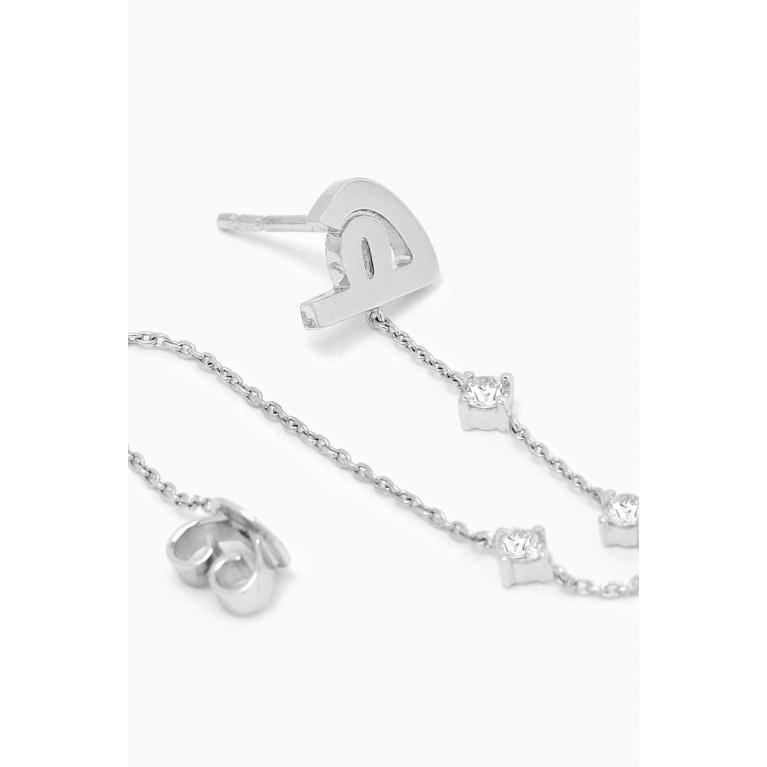 HIBA JABER - Diamond Droplet Arabic Initial Single Earring in 18kt White Gold