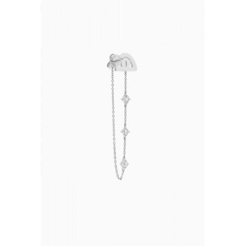 HIBA JABER - Diamond Droplet Arabic Initial Single Earring in 18kt White Gold