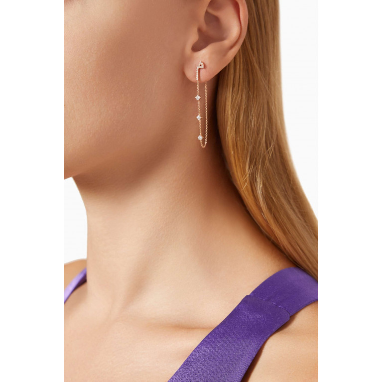 HIBA JABER - Diamond Droplet Arabic Initial Single Earring in 18kt Rose Gold