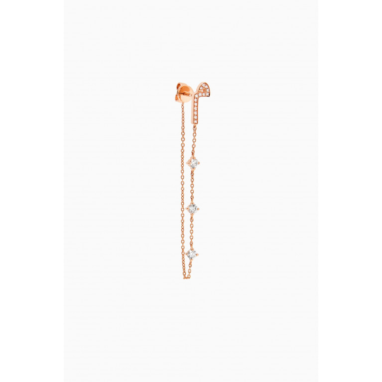 HIBA JABER - Diamond Droplet Arabic Initial Single Earring in 18kt Rose Gold