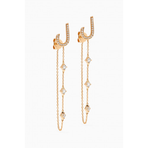 HIBA JABER - Diamond Droplet Arabic Initial Earrings in 18kt Yellow Gold