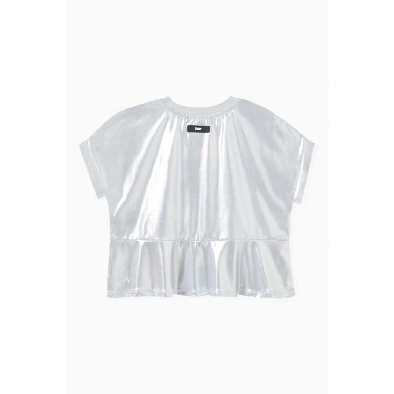DKNY - Logo-embroidered Metallic T-shirt in Polyester