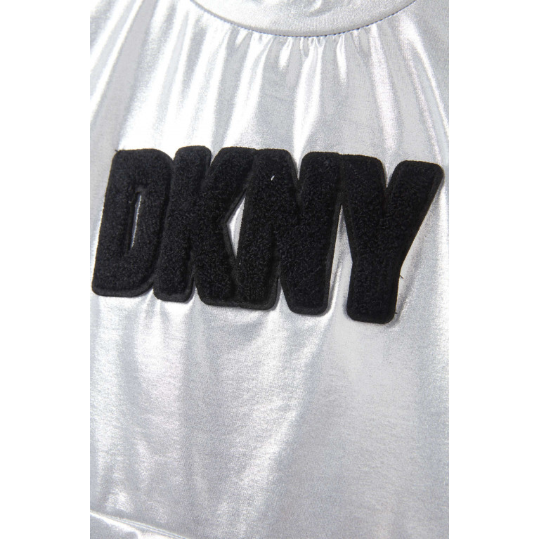 DKNY - Logo-embroidered Metallic T-shirt in Polyester