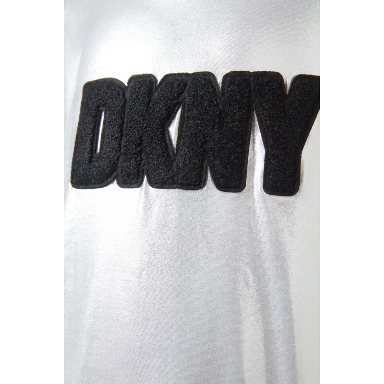 DKNY - Logo-embroidered Metallic Dress in Polyester