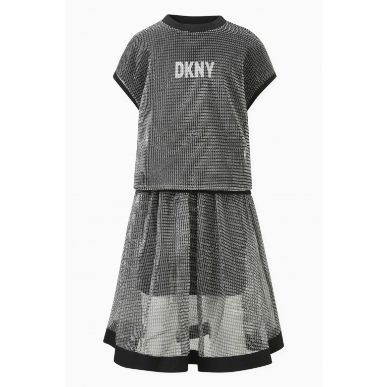 DKNY - Logo Band Mesh Overlay Skirt