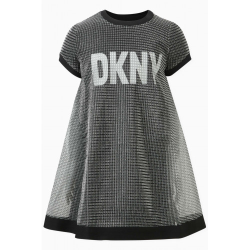 DKNY - Logo Print Mesh Overlay Dress