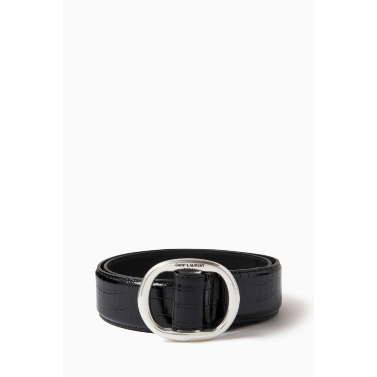 Saint Laurent - Logo Oval Buckled Belt in Leather