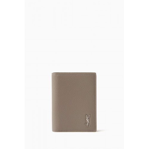 Saint Laurent - Tiny Monogram Credit Card Wallet in Grained Leather