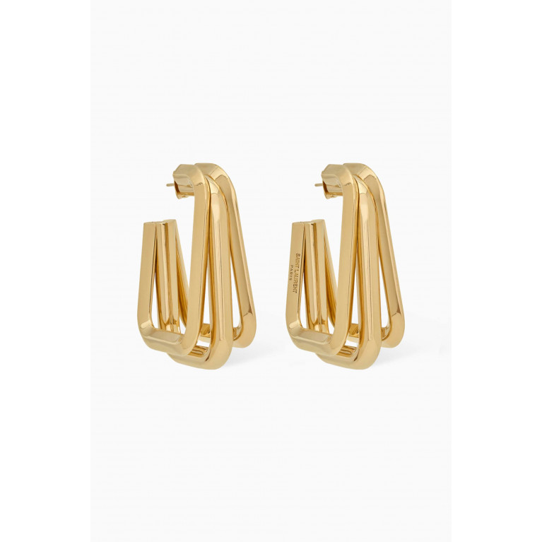Saint Laurent - Square Hoop Earrings in Brass