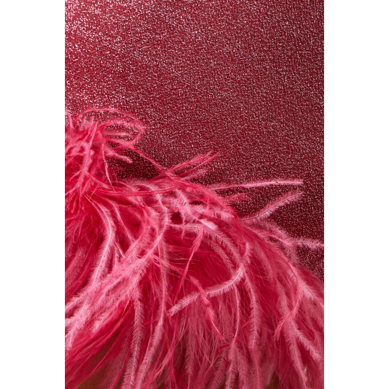 Oséree - Lumière Plumage Necklace Top in Lurex Pink