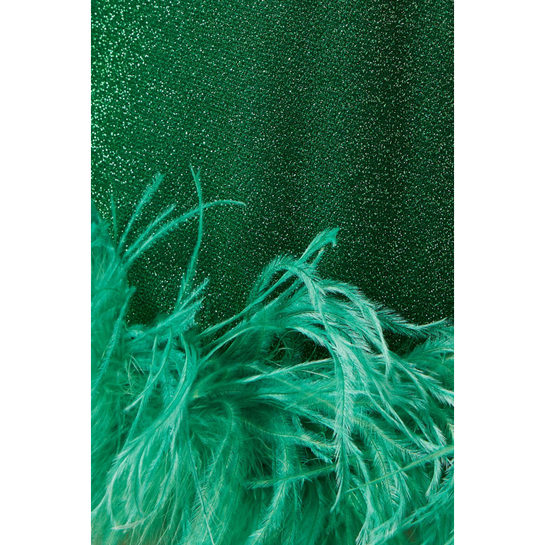 Oséree - Lumière Plumage Shorts in Lurex Green
