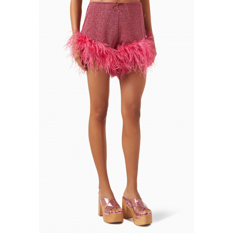 Oséree - Lumière Plumage Shorts in Lurex Pink