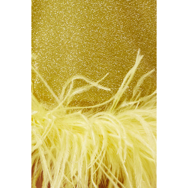 Oséree - Lumière Plumage Shorts in Lurex Yellow