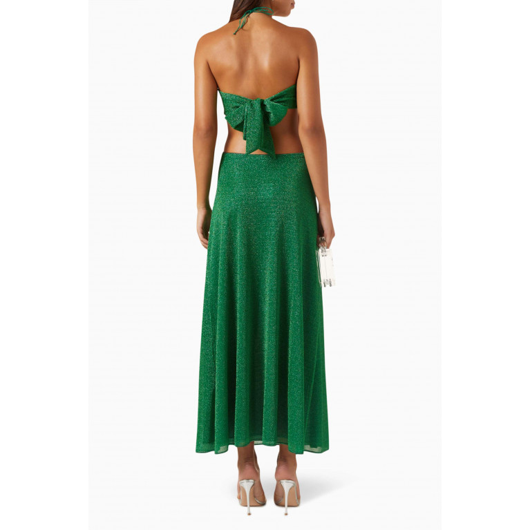 Oséree - Lumière O Gem Cut-out Maxi Dress in Lurex Green