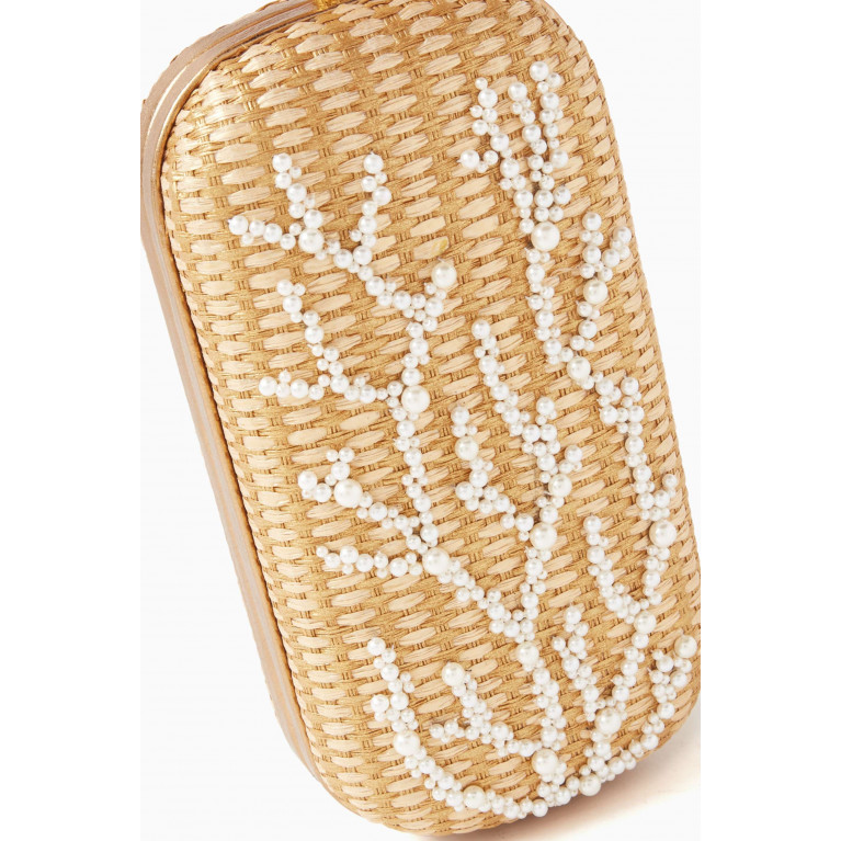 Sarah's Bag - Coral Beaded Clutch in Straw