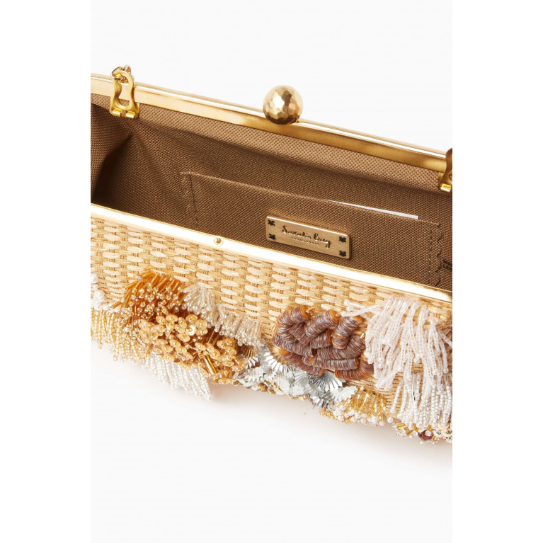 Sarah's Bag - Reef Beaded Classic Clutch in Straw