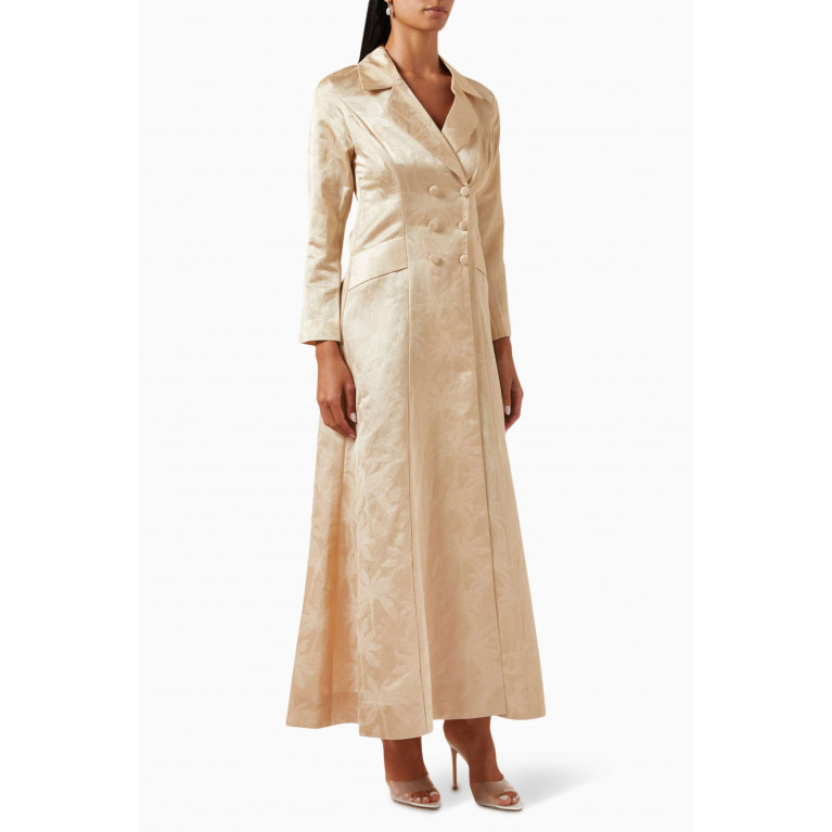 SHATHA ESSA - Palm Tree Maxi Coat Dress in Jacquard