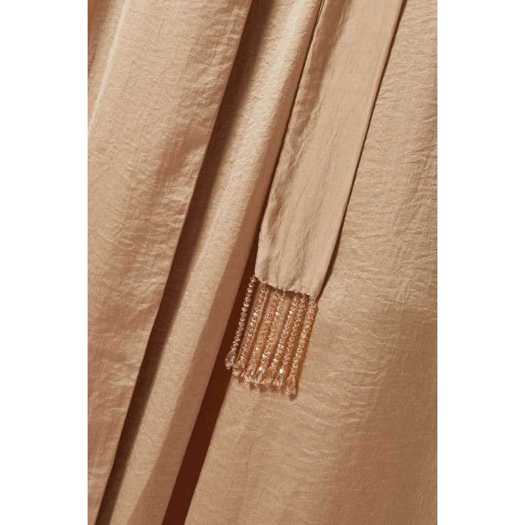 SHATHA ESSA - Notch-collar Wrap Maxi Dress in Velvet Satin