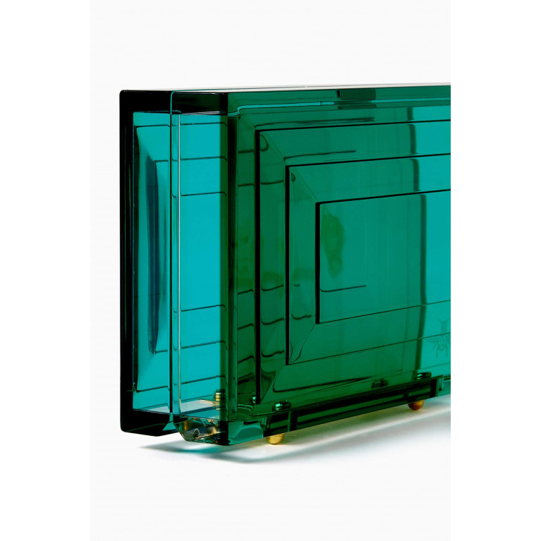 L'AFSHAR - Leora Emerald Clutch in Acrylic
