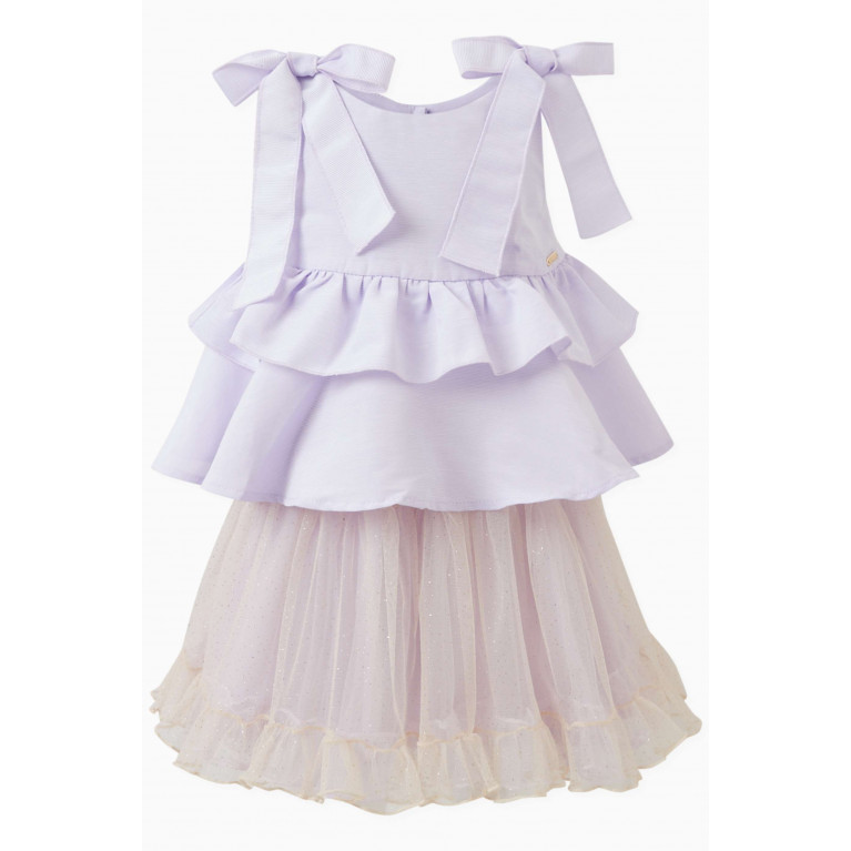 Poca & Poca - Ruffle-detail Blouse & Skirt Set in Polyester