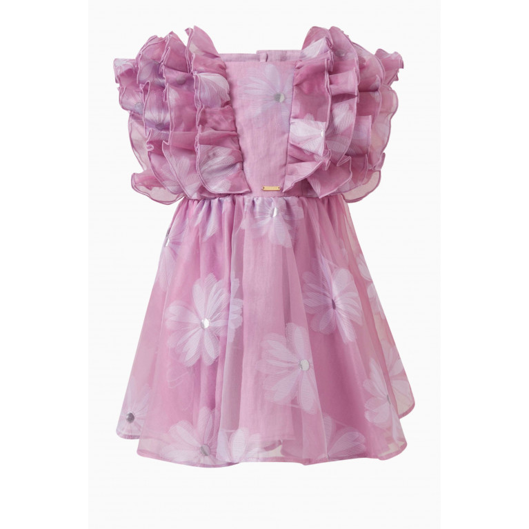Poca & Poca - Floral Ruffled Dress in Polyester