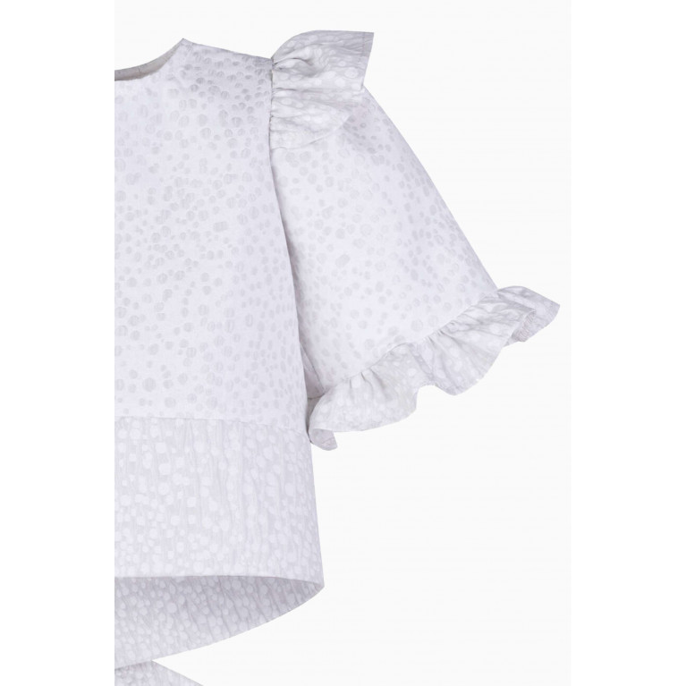 Poca & Poca - Ruffle-detail Blouse and Shorts Set in Polyester