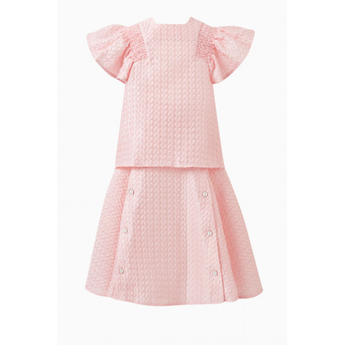 Poca & Poca - Ruffled Heart-detail Blouse and Skirt Set in Polyester
