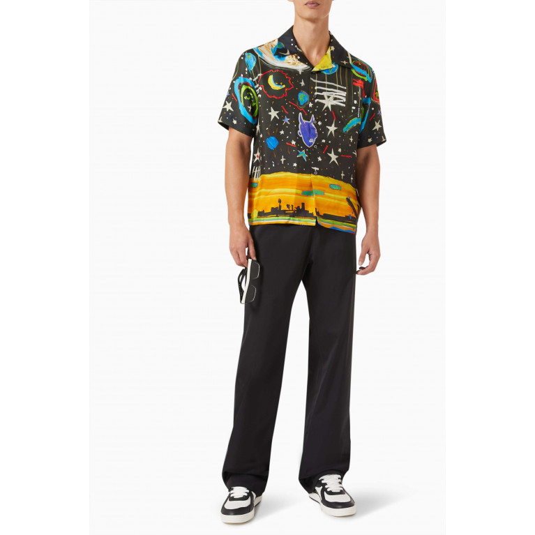 Palm Angels - Starry Night Bowling Shirt in Silk